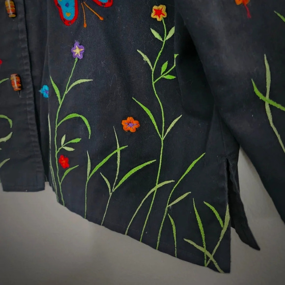 New Direction Vintage 90 Black Butterfly/Floral Embroidered Women's Jacket Sz 1X - Picture 4 of 10